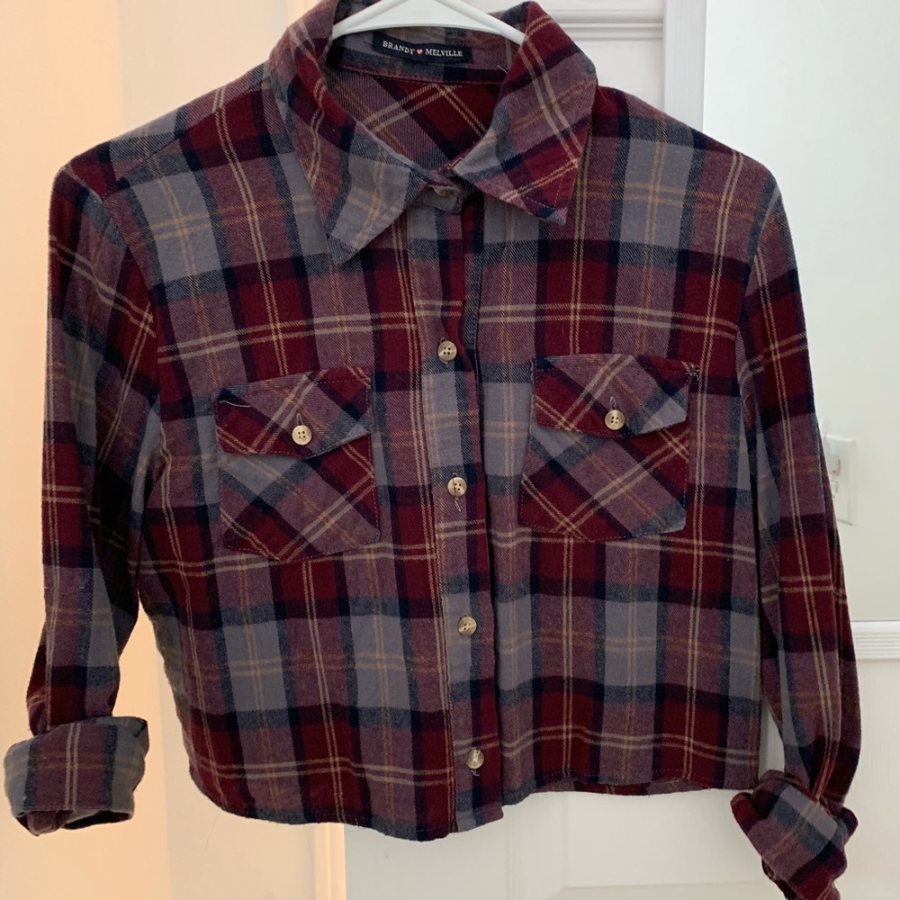 Cropped Plaid Shirt Brandy Melville